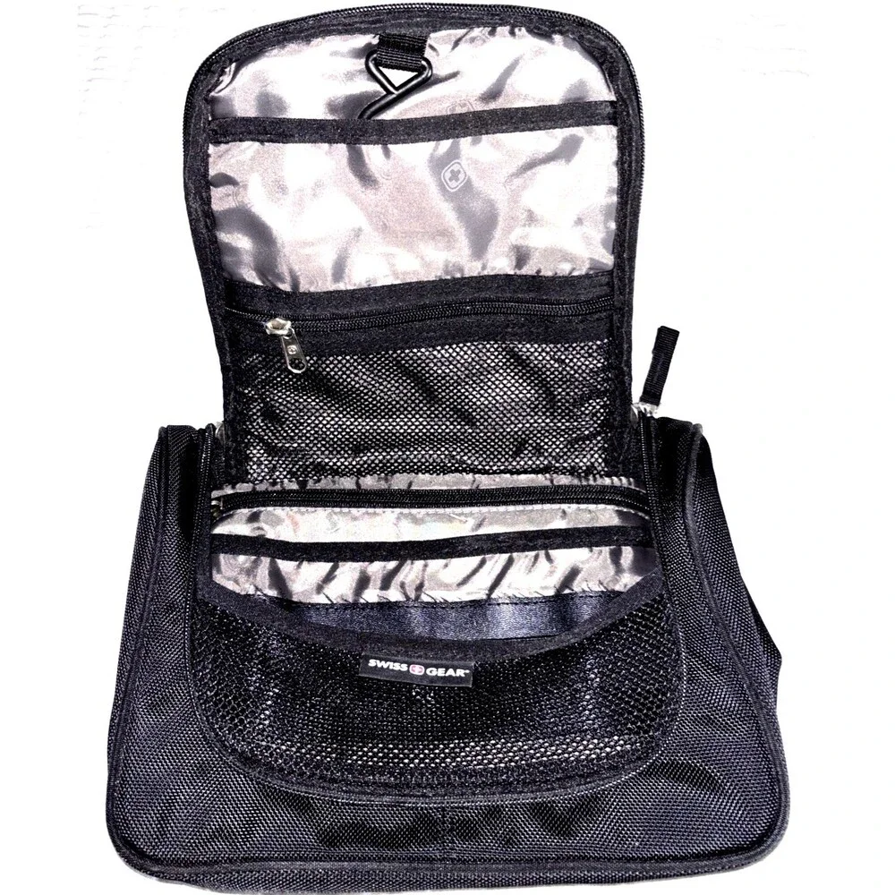 SwissGear Hanging Toiletry Bag Travel Dopp Kit Organizer Black Zip Case